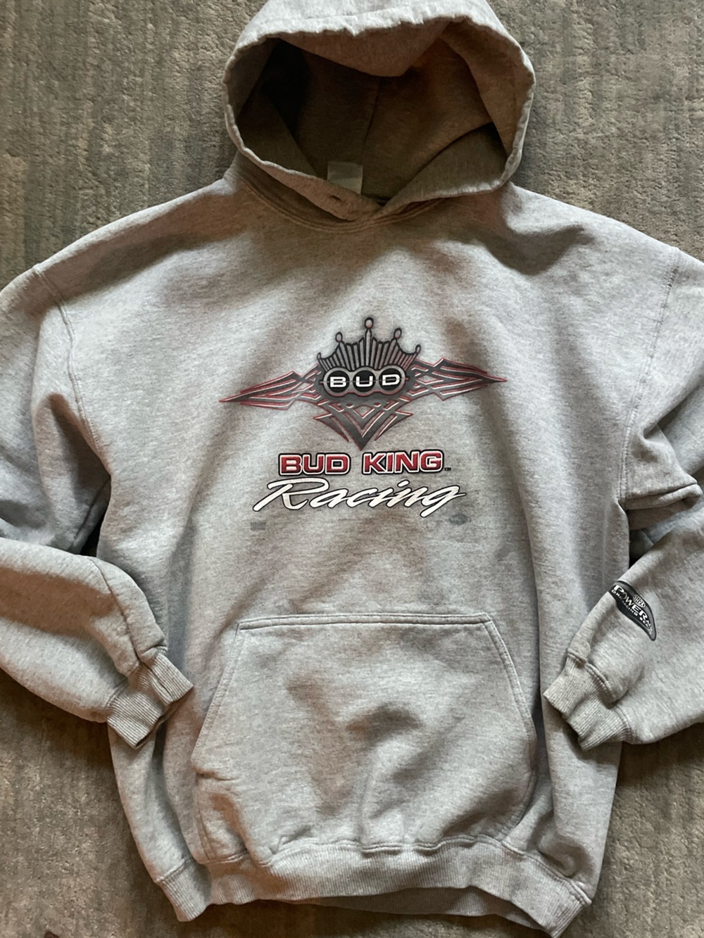 Vintage Bud King Racing NHRA Powerade Drag Racing Hoodie Grey